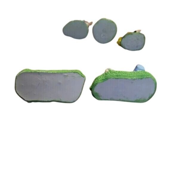 Easter Spring Set Of 5 Hand Painted Bunny Figurines Mini Fence Decor Rabbit - Picture 4 of 15